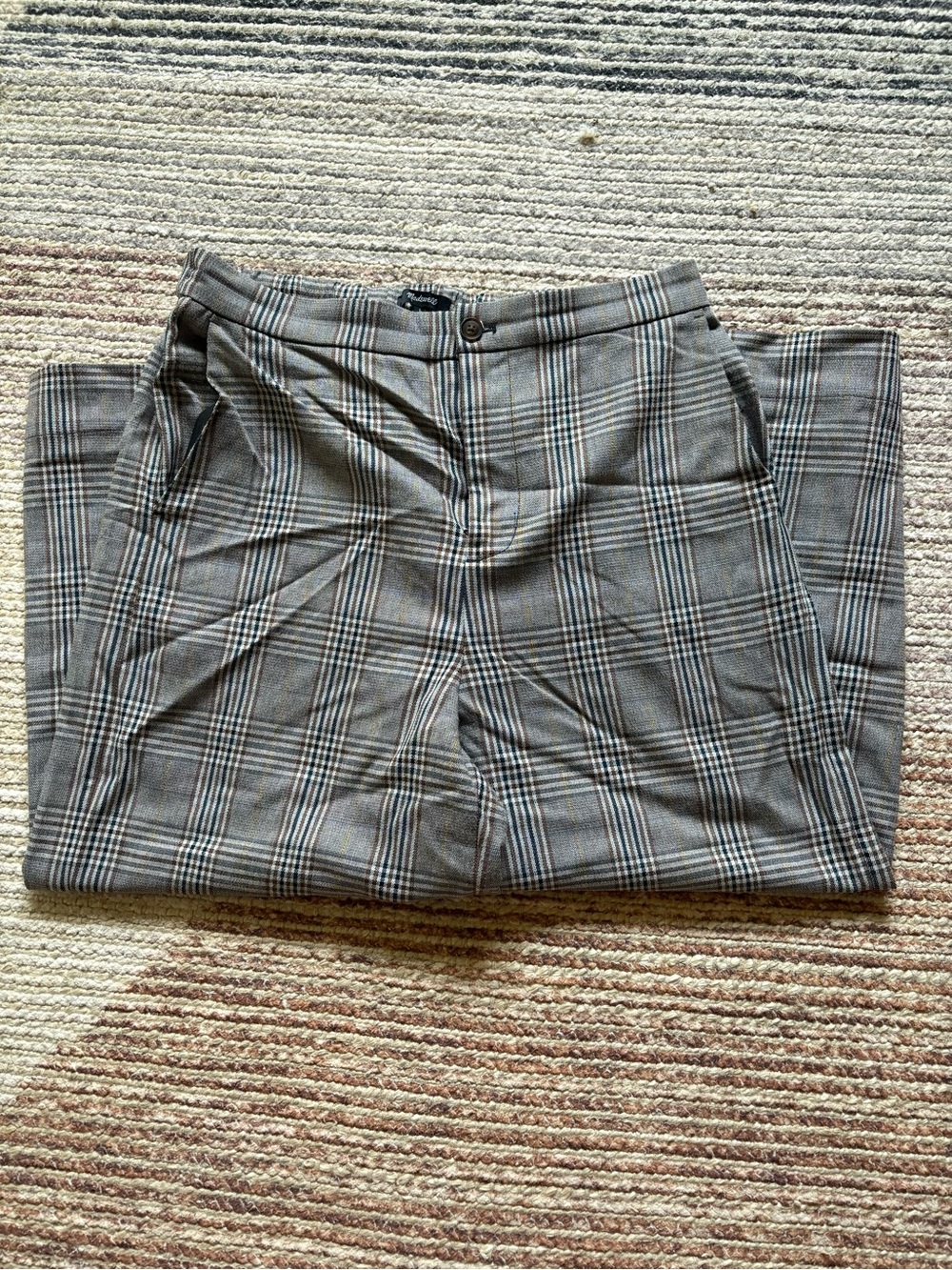 Madewell Grey Plaid Pants, Sz L
